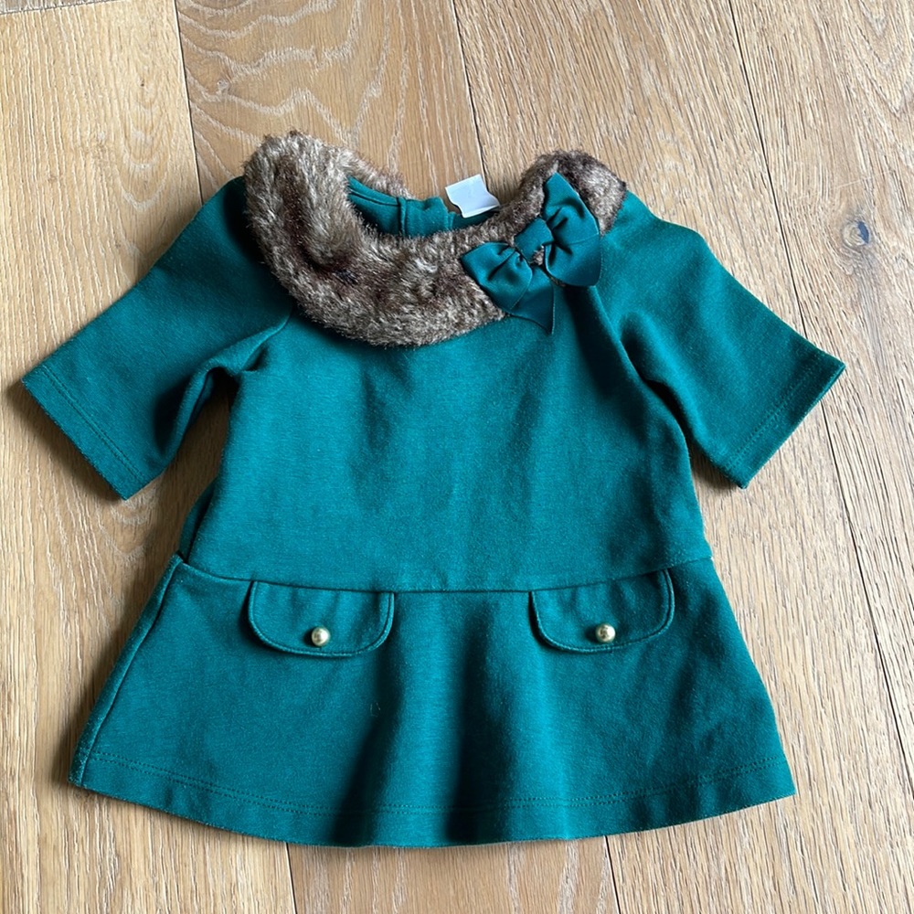 🎉HP🎉 Janie & Jack Faux Fur Collar Holiday Dress